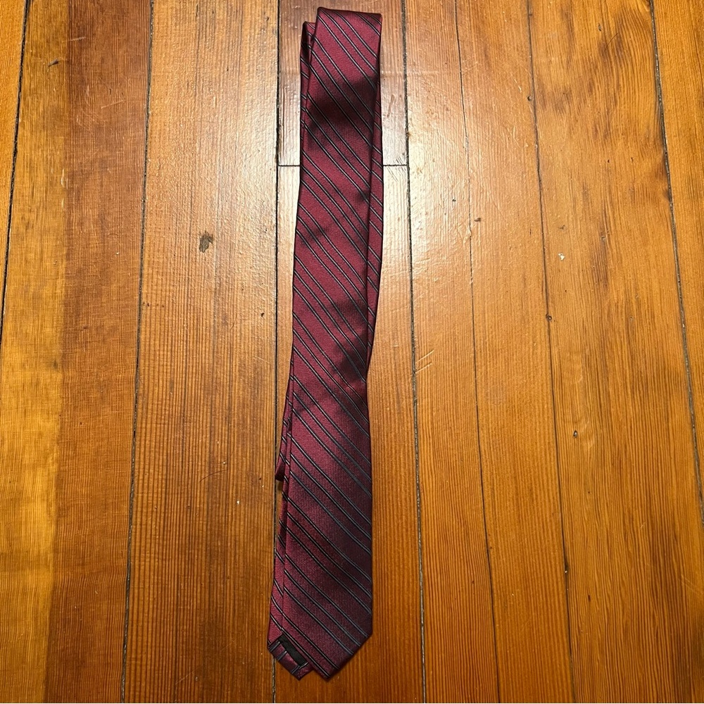 Calvin Klein Red Striped Skinny Tie